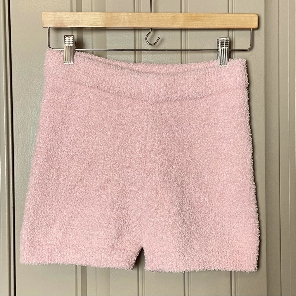 Nasty Gal Pink Fluffy Cozy Knit Lounge Shorts Sz S